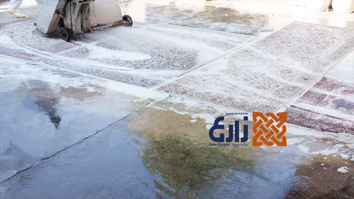 شستشوی فرشهای دستبافت کرک و پشم با تجهیزات کارخانه قالیشویی زارع