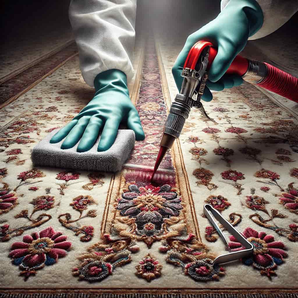لکهگیری فرش با ابزار حرفهای